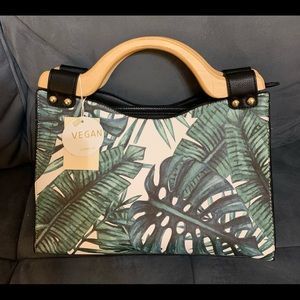 Black Forest Handbag With Wooden Handles